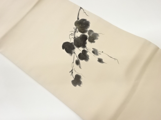 作家物　塩瀬手描き金彩蔦模様名古屋帯